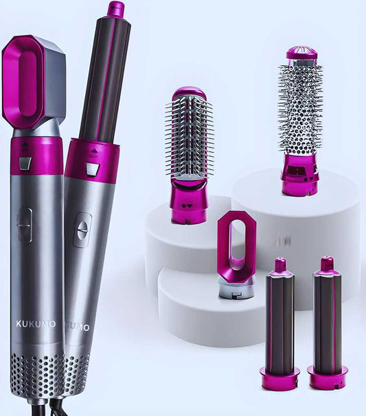 Multifunctional 5-in-1 Hair Dryer, Curler & Hot Air Comb with Negative Ion Technology